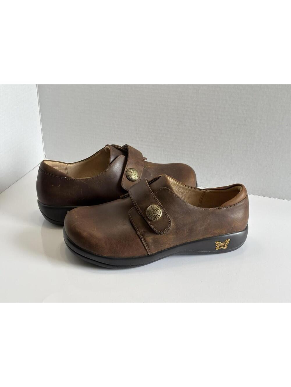 Alegria Joleen Women's Brown Oiled Leather Casual Comfort Clogs Size US 8.5/39